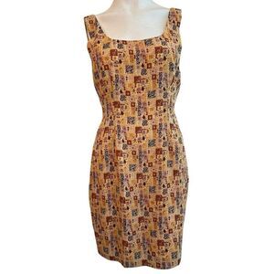 Sunny Names Size 8 Gold Geometric Print Lined Shift Dress USA Sony Pictures